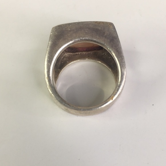 Sterling Pink Quartz Large Statement Ring Size 8 CF side Cut outs - Picture 3 of 6